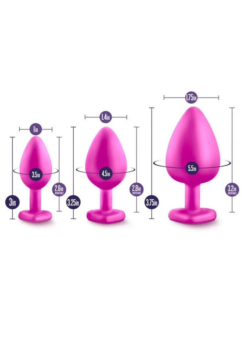 Luxe Bling Plugs Silicone Training Kit with White Gems (3 Size Kit - Image 4