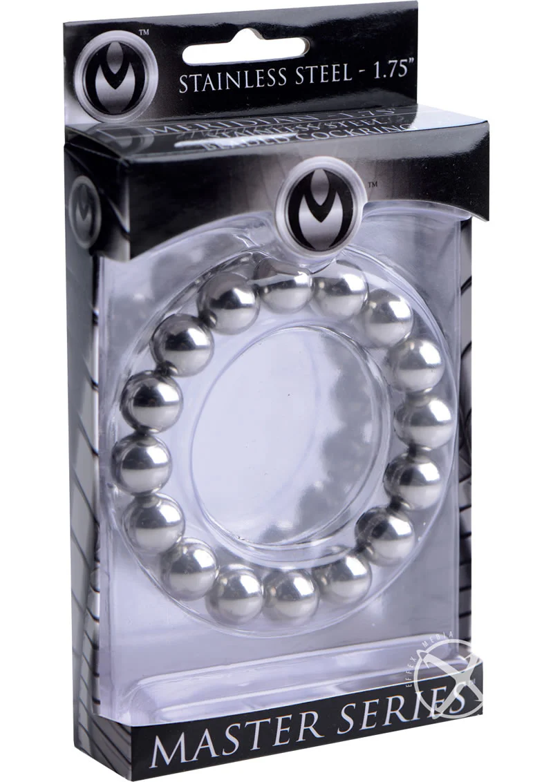 Master Series Meridian Stainless Steel Beaded Cock Ring - Image 2
