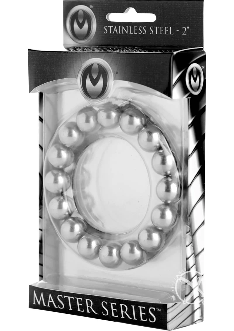 Master Series Meridian Stainless Steel Beaded Cock Ring - Image 4