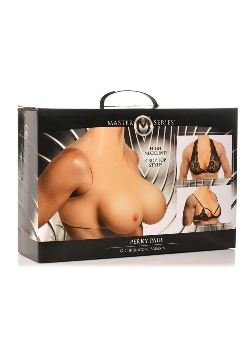 Master Series Perky Pair G-Cup Silicone Wearable Breast - Image 2