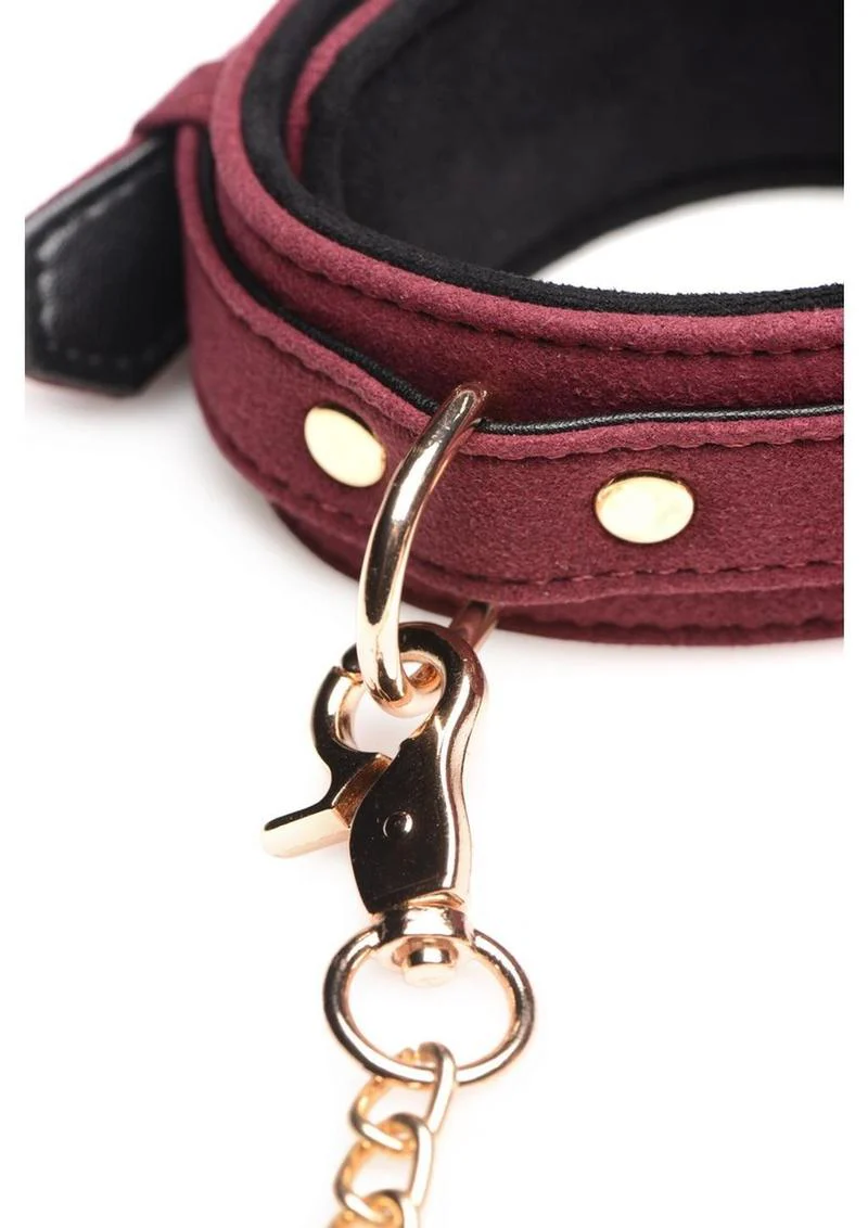 Master Series Velvet Bondage Set Cuffs, Collar, and Leash - Image 4