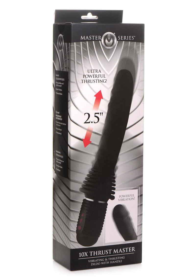 Master Series Vibrating and Thrusting Rechargeable Silicone Dildo - Image 2
