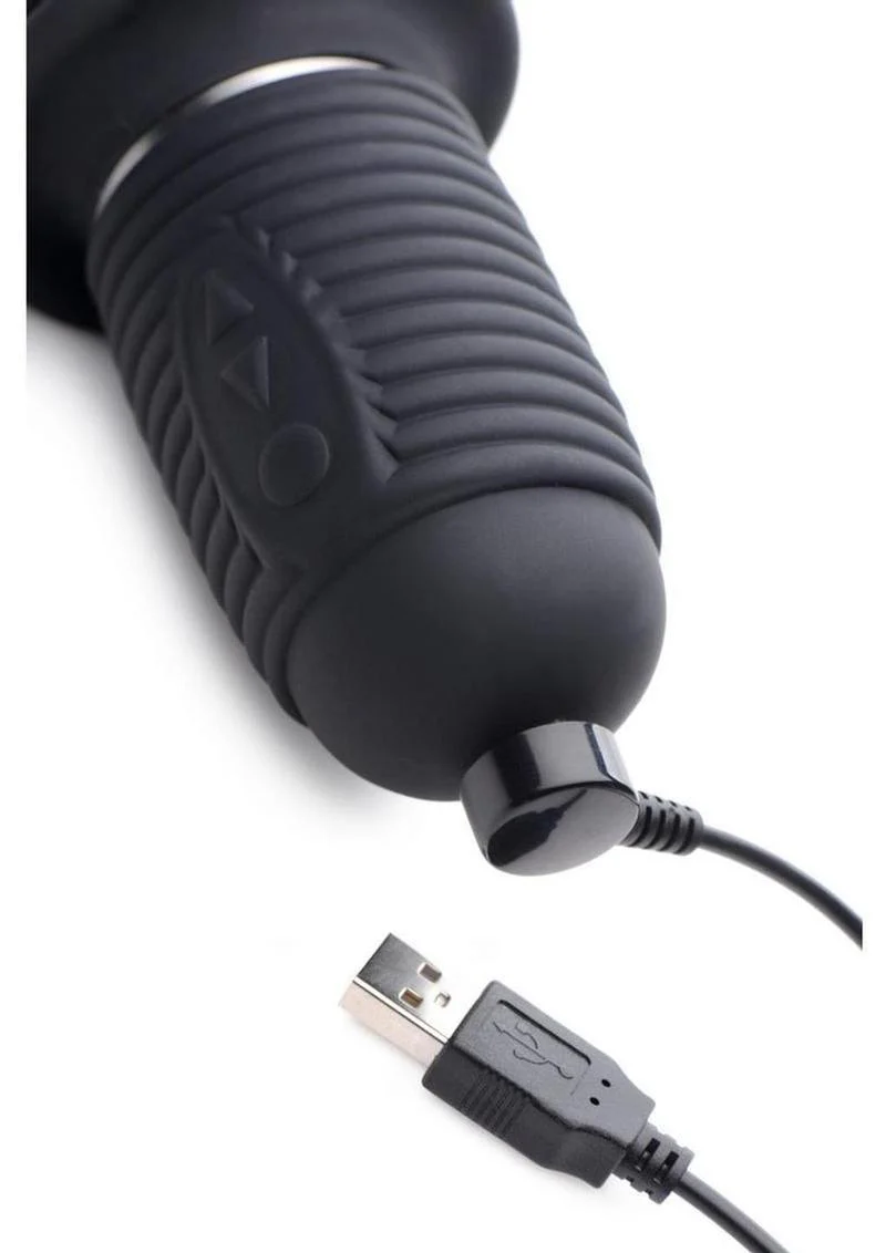 Master Series Vibrating and Thrusting Rechargeable Silicone Dildo - Image 3