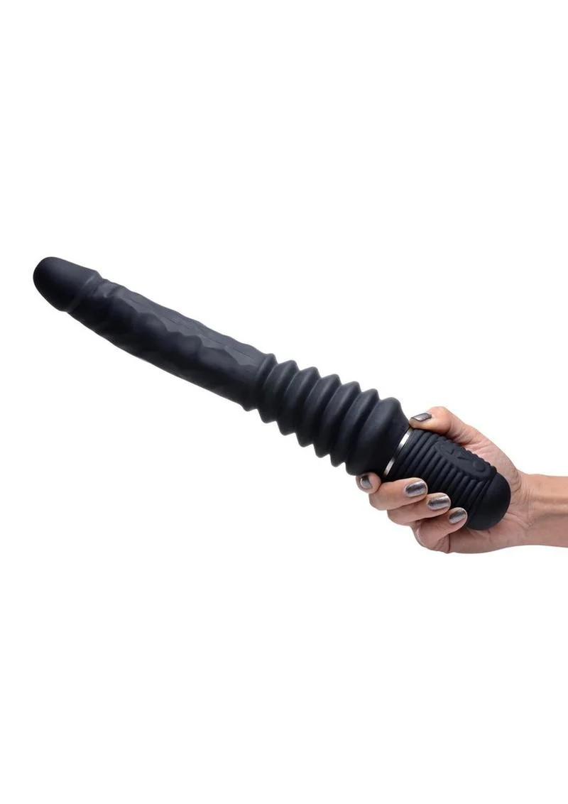 Master Series Vibrating and Thrusting Rechargeable Silicone Dildo - Image 4