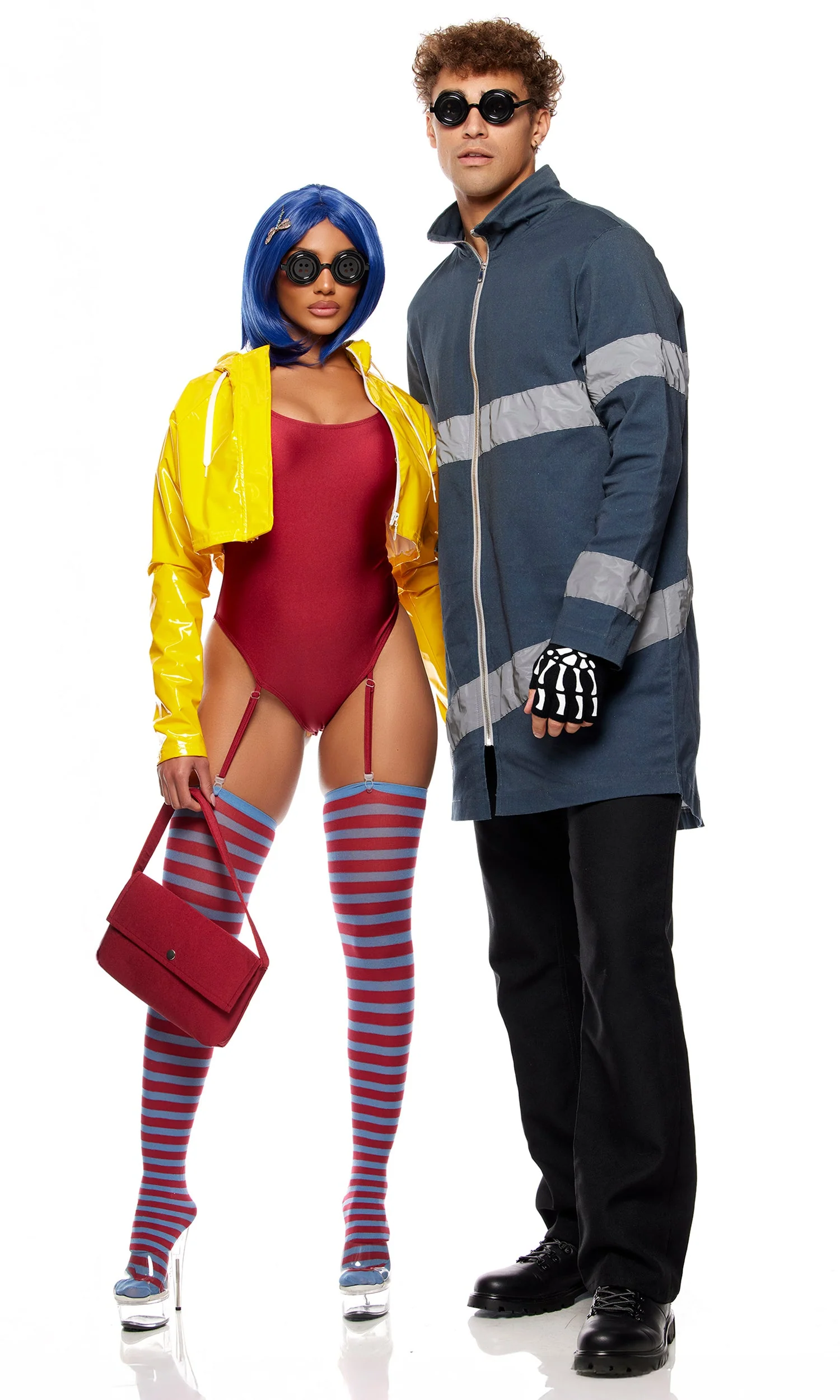Men's Movie Character Costume: Zip Jacket, Skeleton Gloves, Button Glasses - Image 4