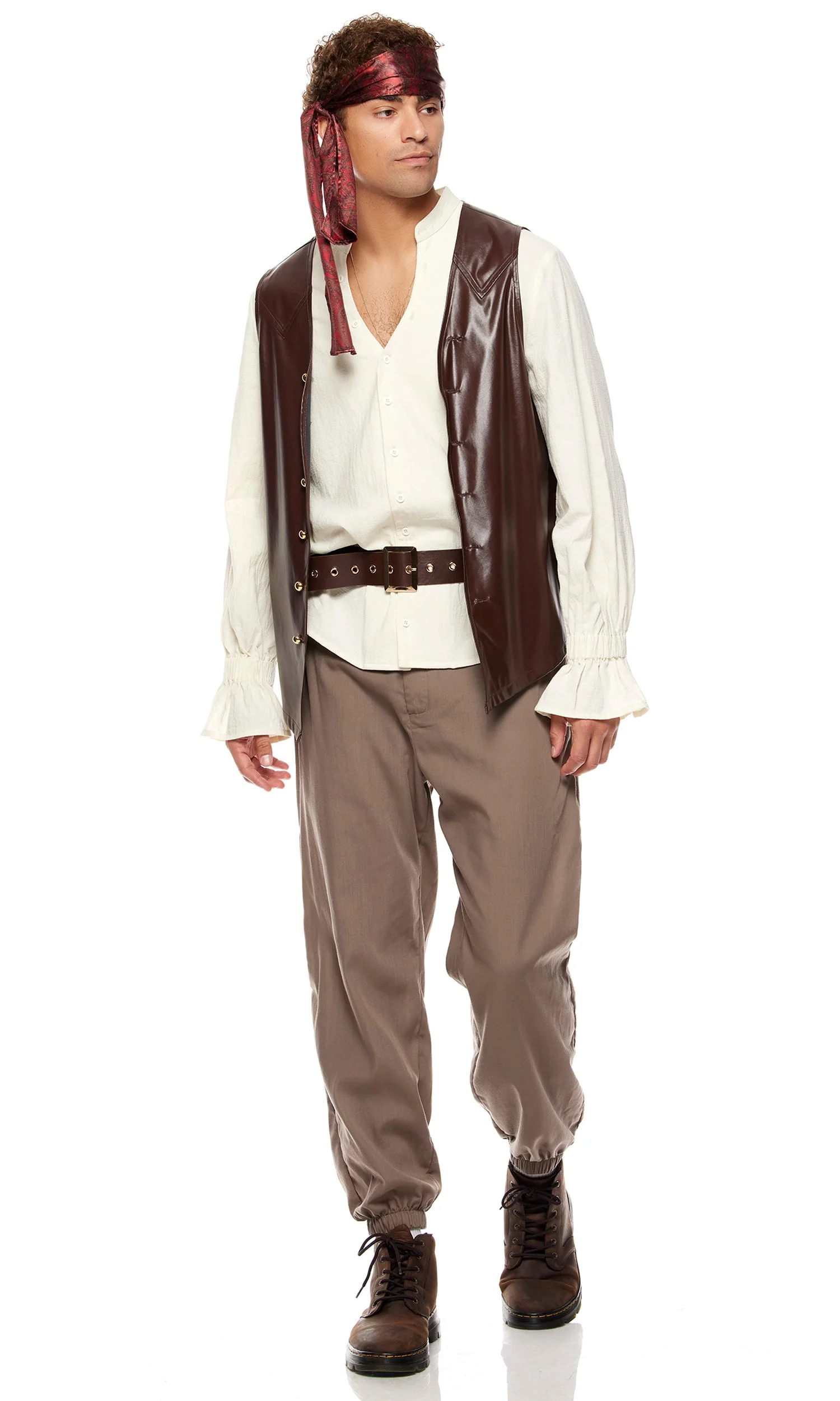 Men's Swashbuckling Pirate Ensemble: 5-Piece Adventure Costume for Themed Parties - Image 4