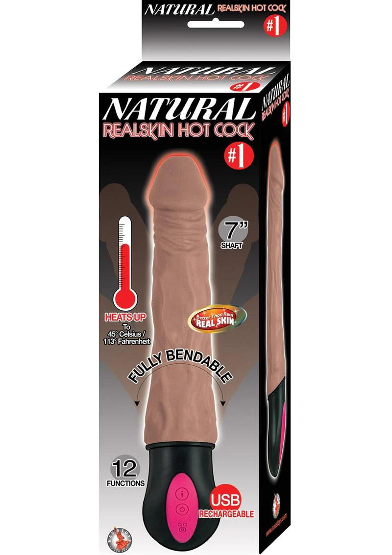 Natural Realskin Hot Cock 1 Rechargeable Warming Dildo - Image 2