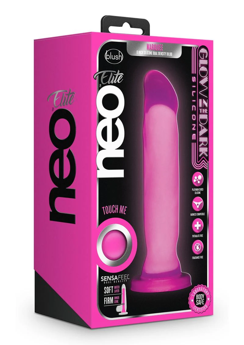 Neo Elite Glow In The Dark Marquee Silicone Dual Dense Dildo - Image 2