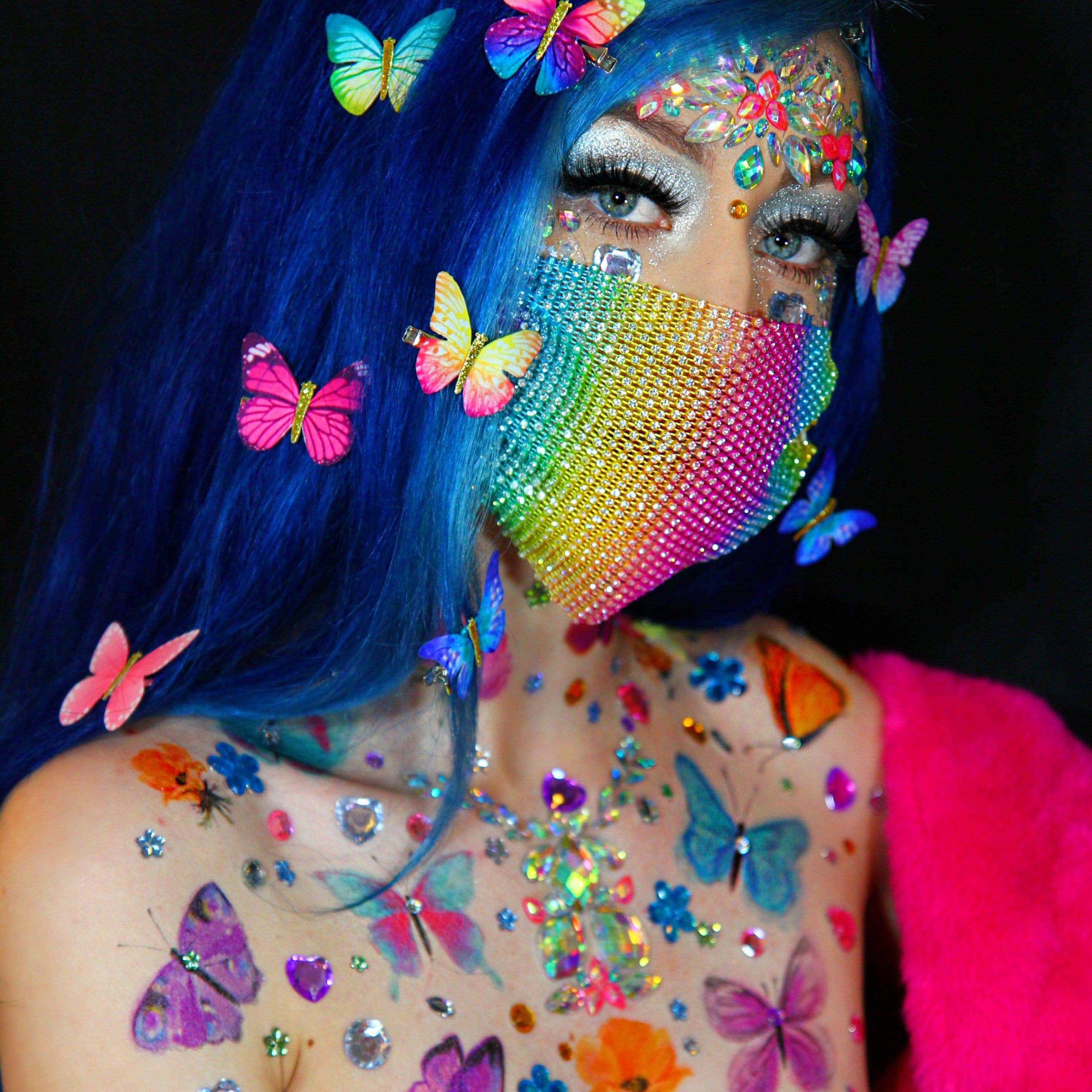 Neva Nude - Avatar Pink & Blue Tiara Crystal Face Jewels - Image 8