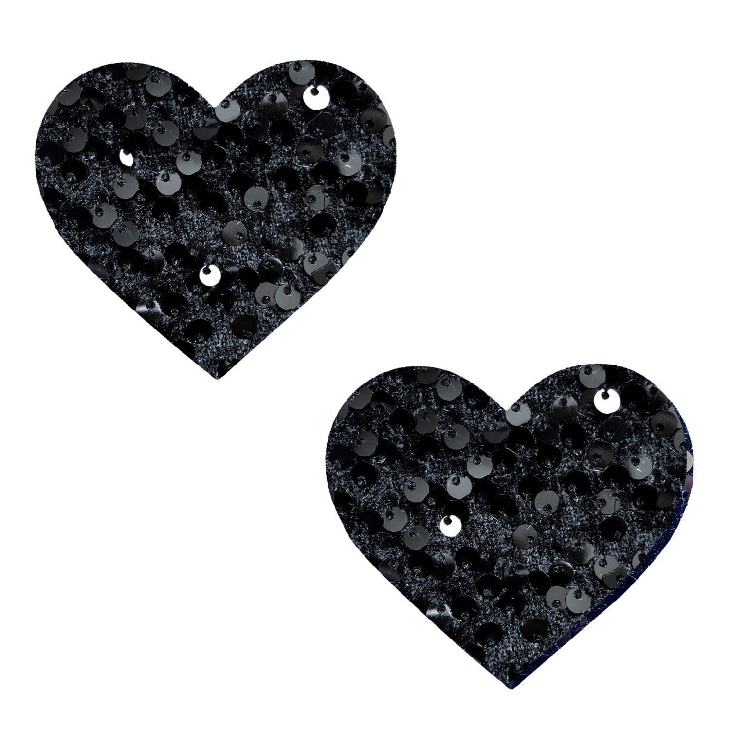 Neva Nude - Black Sequin Velvet Crush I Heart U Nipple Cover Pasties