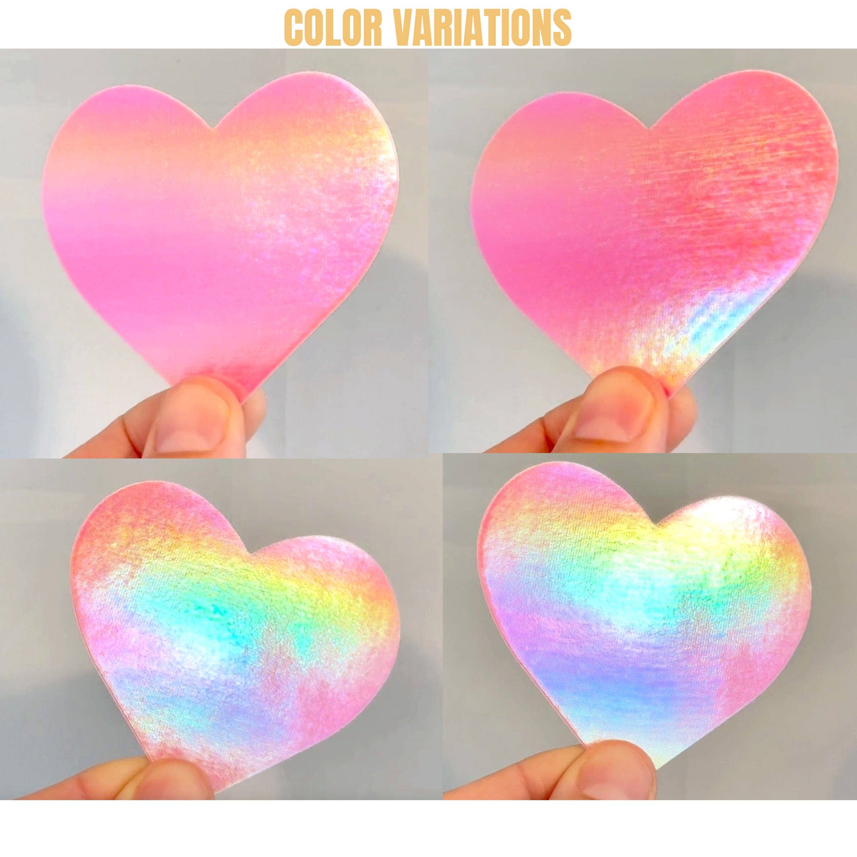 Neva Nude - Love Heart Bare Pink Shimmer Holographic Heart Nipple Pasties - Image 2