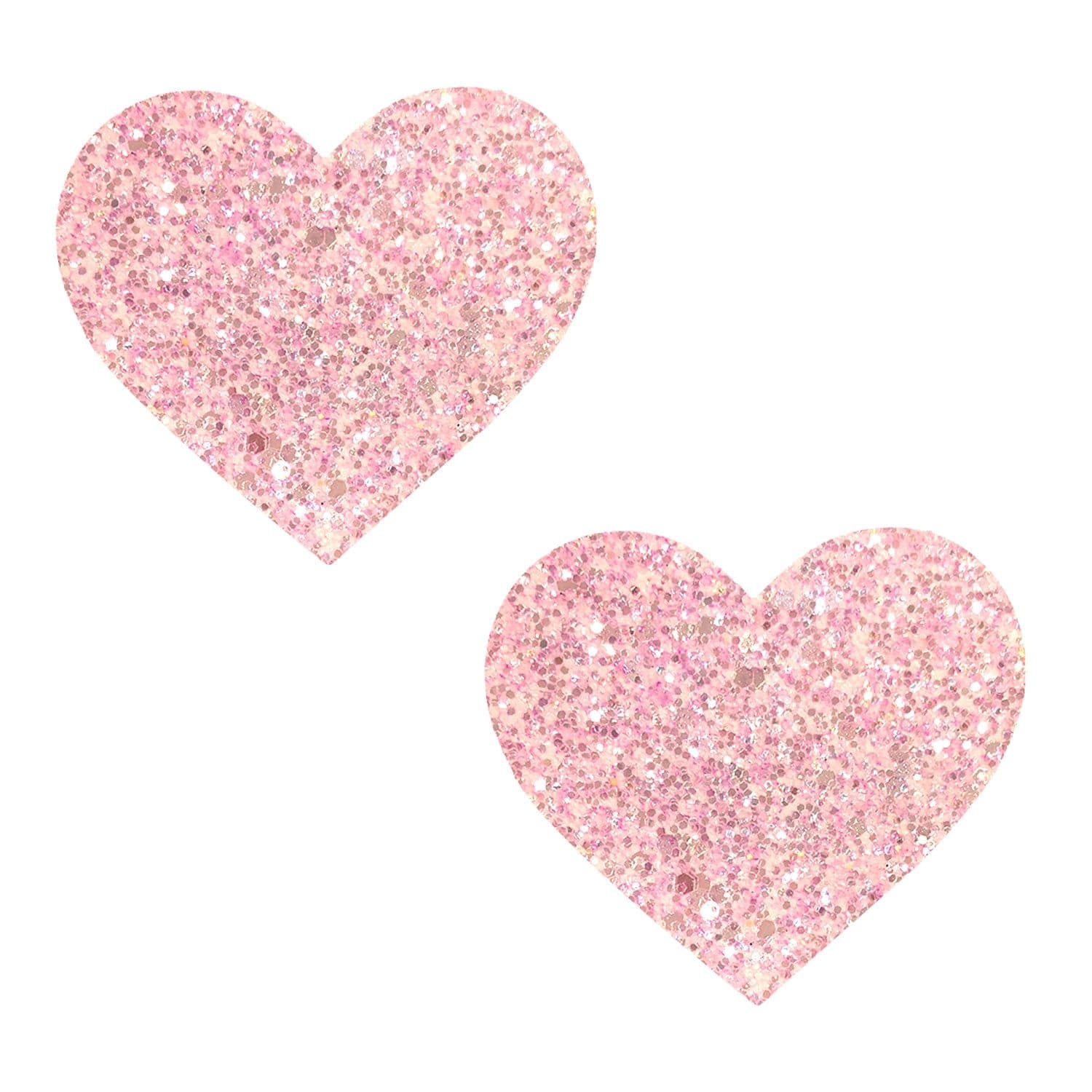 Neva Nude - Powder Puff Pastel Baby Pink GlitterI Heart U Nipple Cover Pasties - Image 3