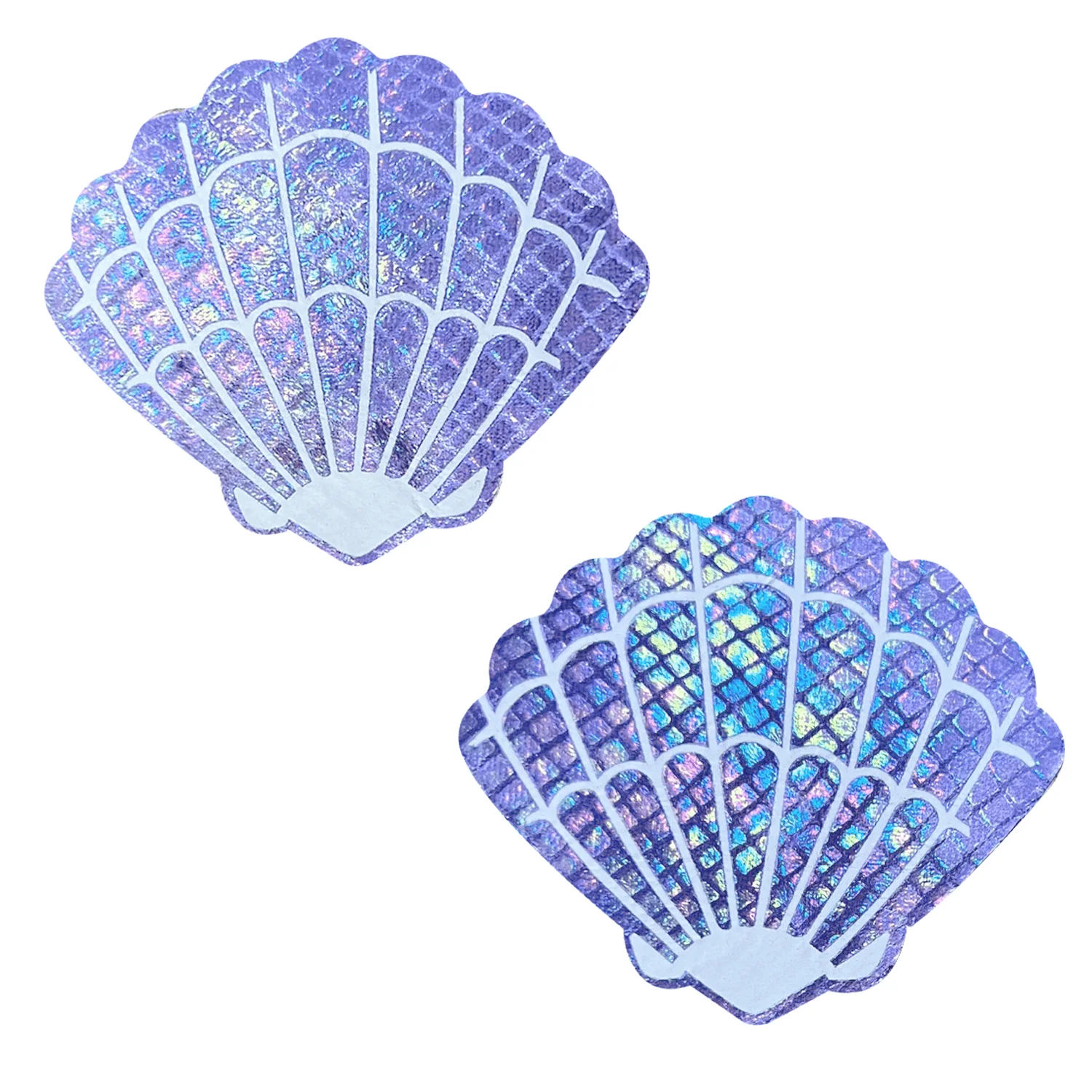 Neva Nude - Purple Mother Of Pearl Holographic Mermaid Shell Nipple Cover Pasties