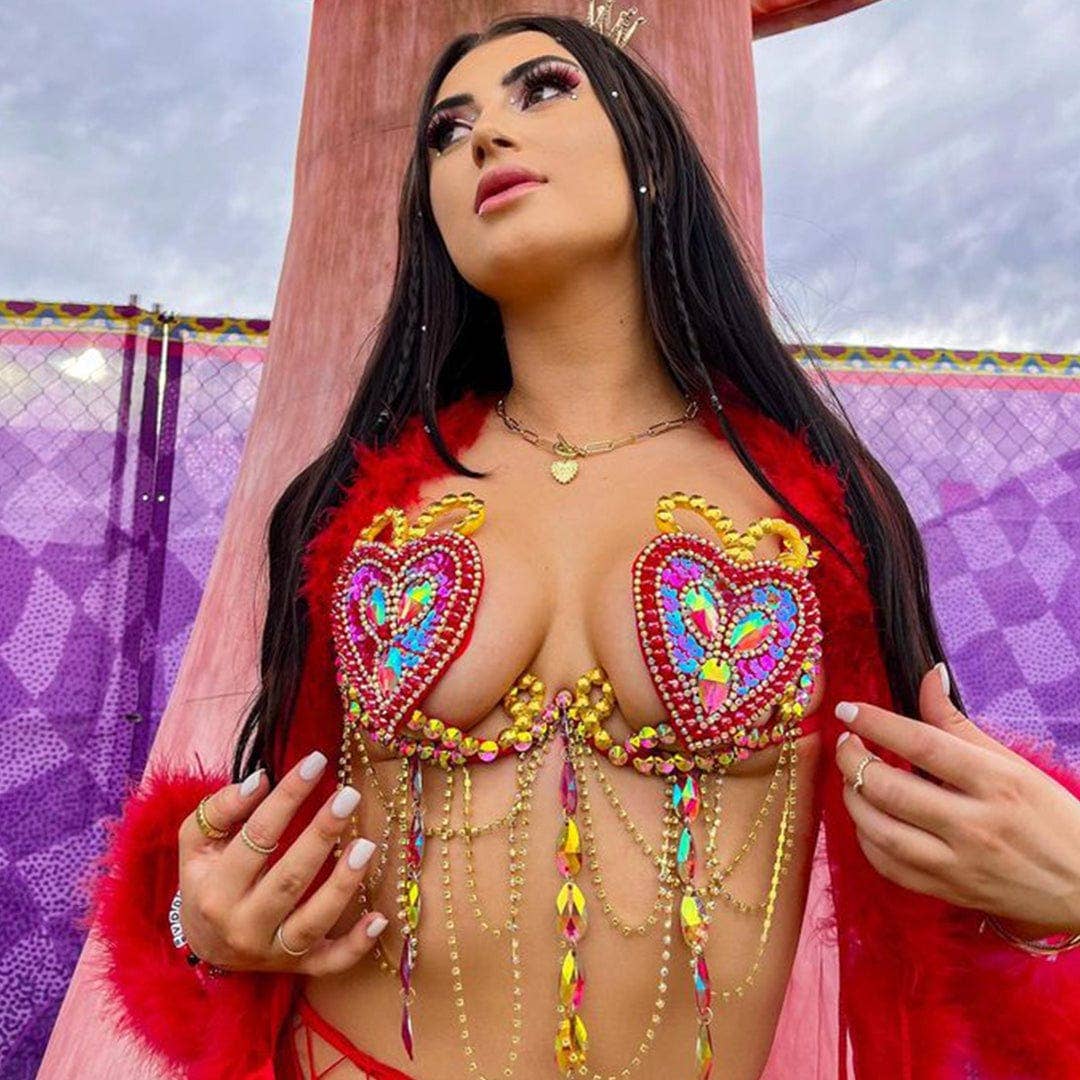 Neva Nude - Red Heart Crystal Carnival Bra - Image 2