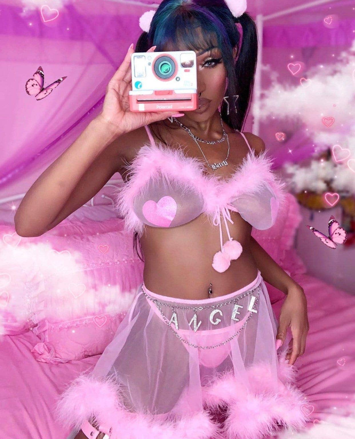 Neva Nude - Sparkle Pony Pink Glitter I Heart U Nipple Cover Pasties - Image 2