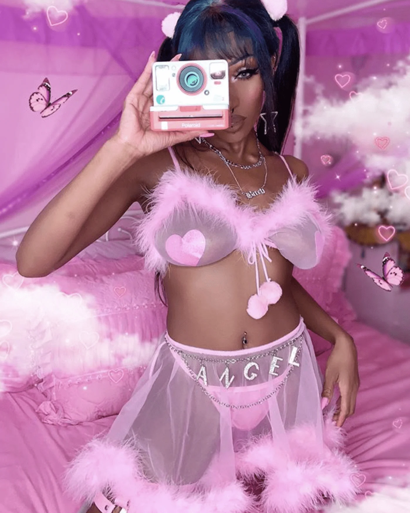 Neva Nude - Sparkle Pony Pink Glitter I Heart U Nipple Cover Pasties - Image 4