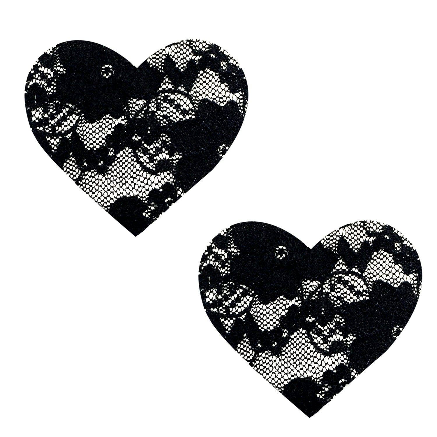 Neva Nude - Vogue Black Lace I Heart U Nipple Cover Pasties
