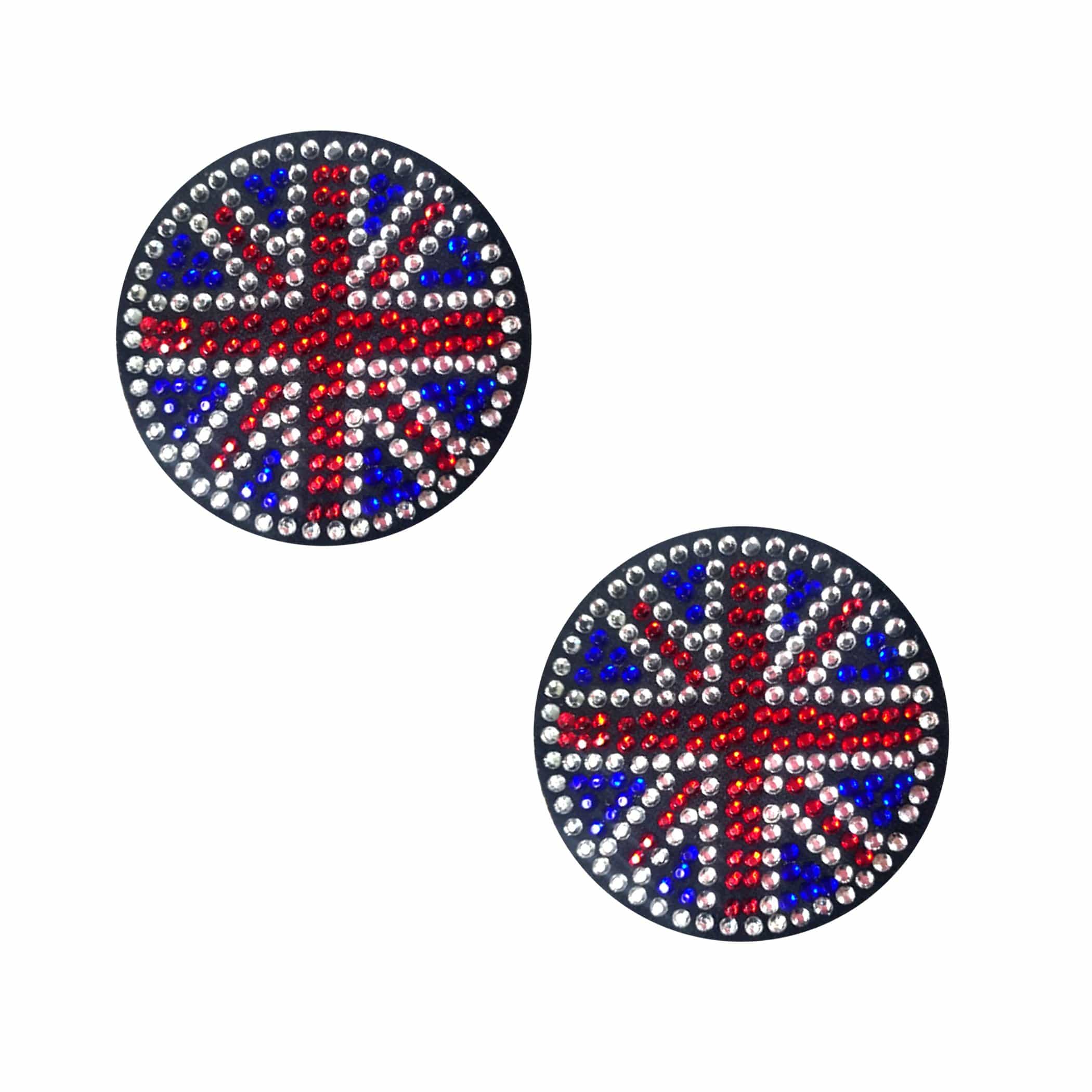 Neva Nude - YEAH BABY! Black Union Jack Crystal Reusable Silicone Nipple Cover Pasties