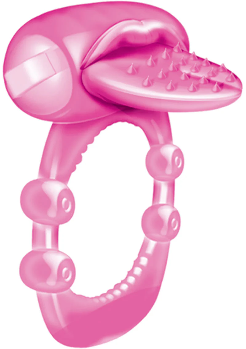 Nubbie Tongue Vibrating Silicone Cock Ring Waterproof - Image 4