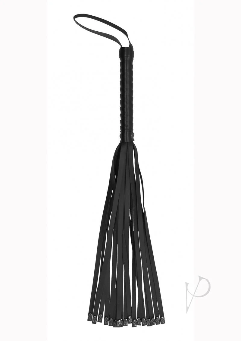 Ouch! Skulls and Bones Leather Whip with Skulls
