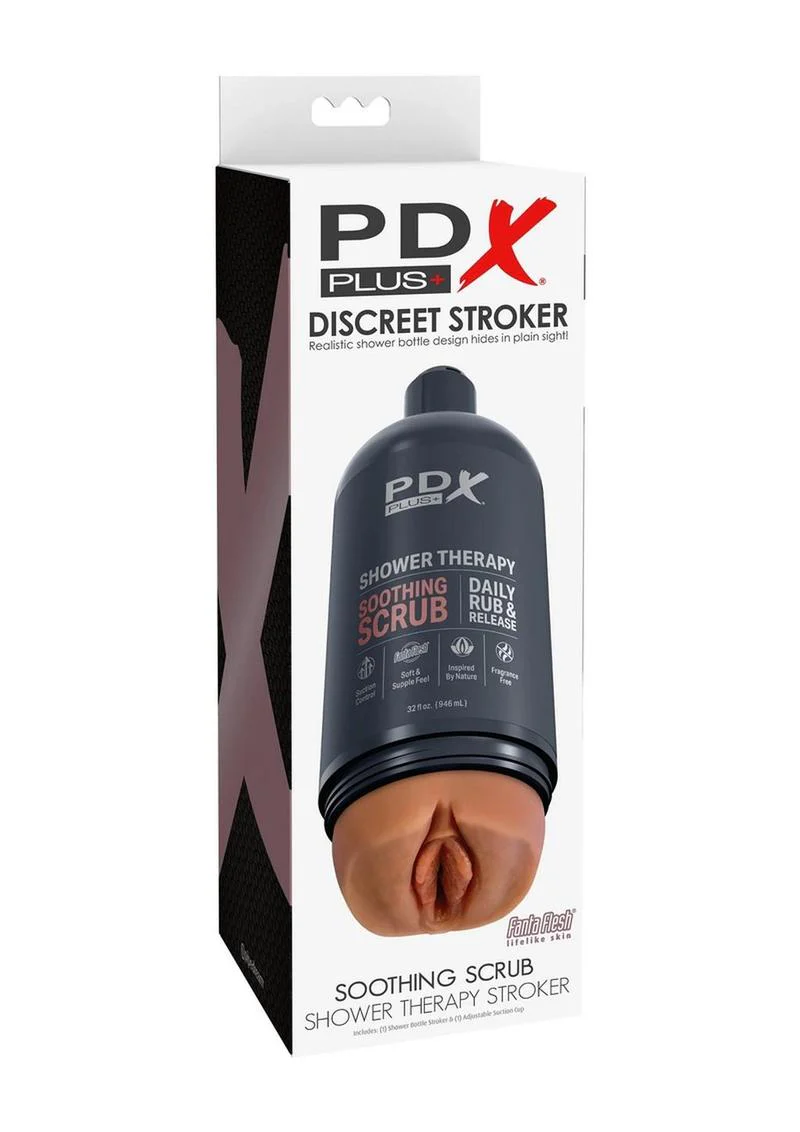 Pdx Plus Shower Therapy Soothing Scrub Discreet Stroker - Caramel - Image 2