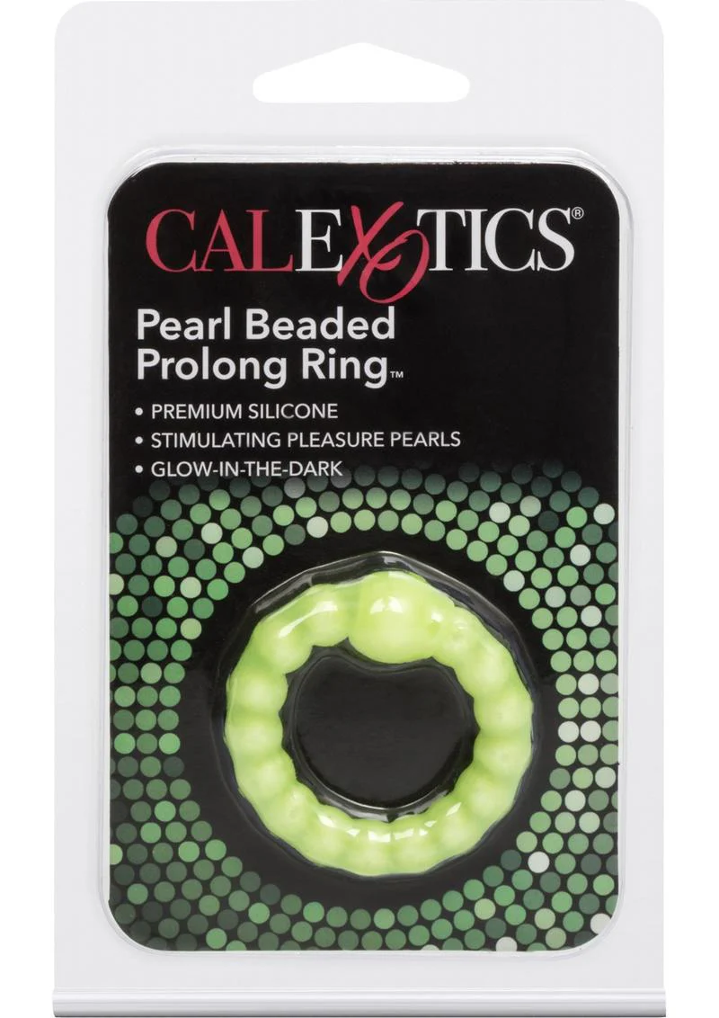 Pearl Beaded Prolong Silicone Cock Ring - Glow - Image 2