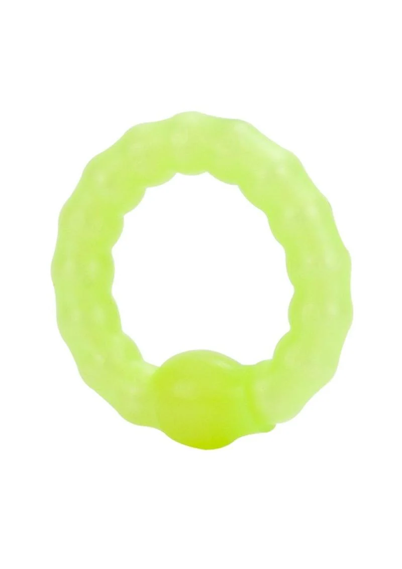 Pearl Beaded Prolong Silicone Cock Ring - Glow - Image 3