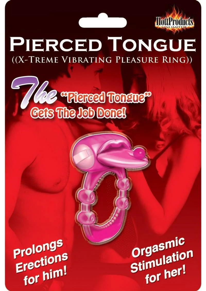 Pierced Tongue Vibrating Silicone Cock Ring Waterproof - Image 2