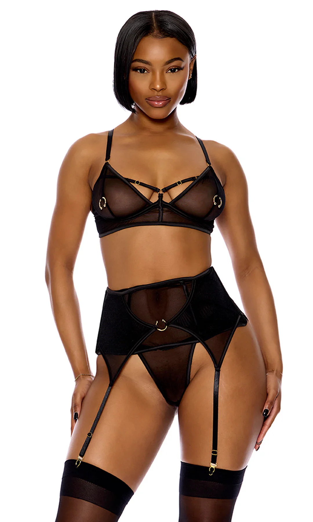 PIERCING DESIRE MESH BRA AND WAIST CINCHER LINGERIE SET - Image 3