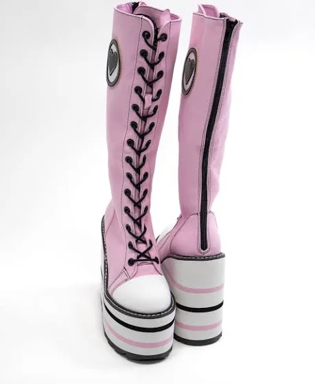 Pink Heart Chunky Platform Boots - Image 3