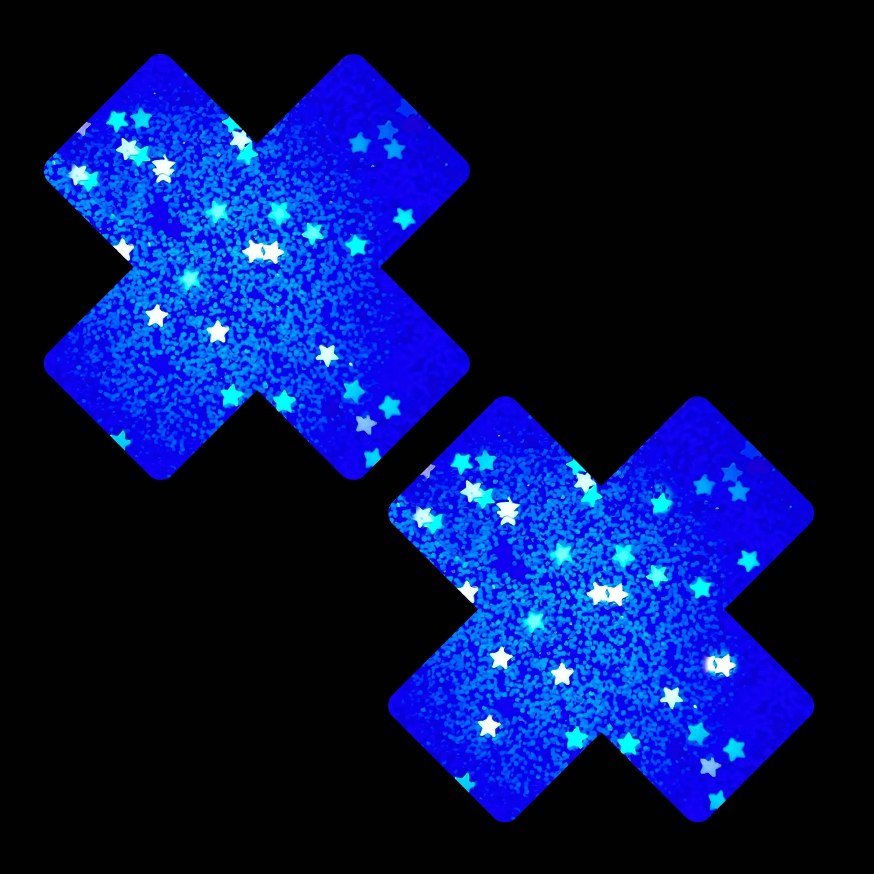 Purple Cotton Candy Blacklight Glitter X Nipple Cover Pasties - Image 2