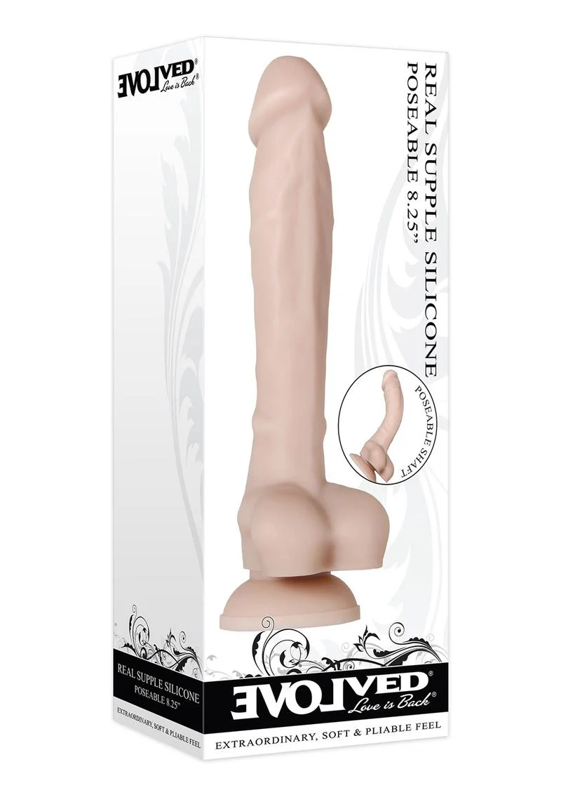 Real Supple Poseable Silicone Dildo with Balls - Image 14