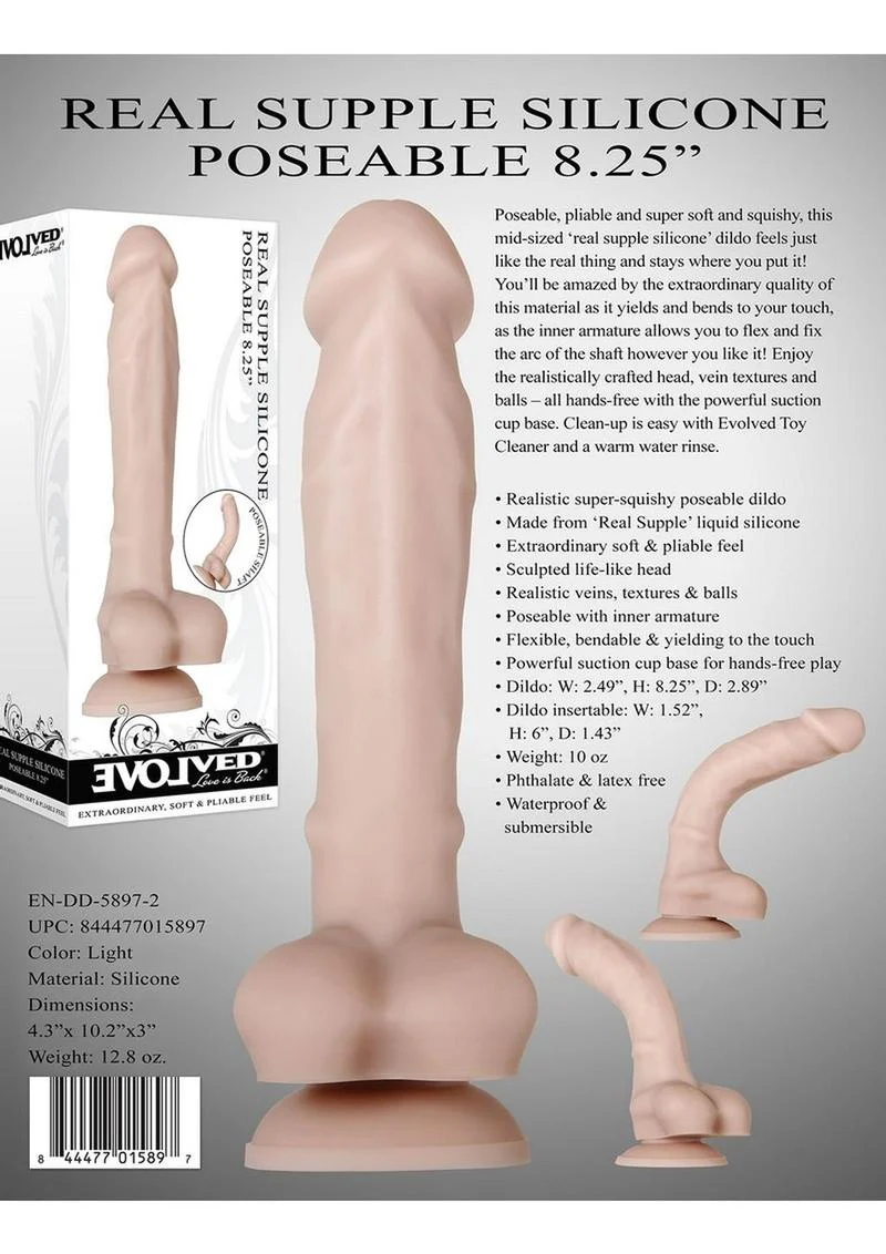 Real Supple Poseable Silicone Dildo with Balls - Image 16