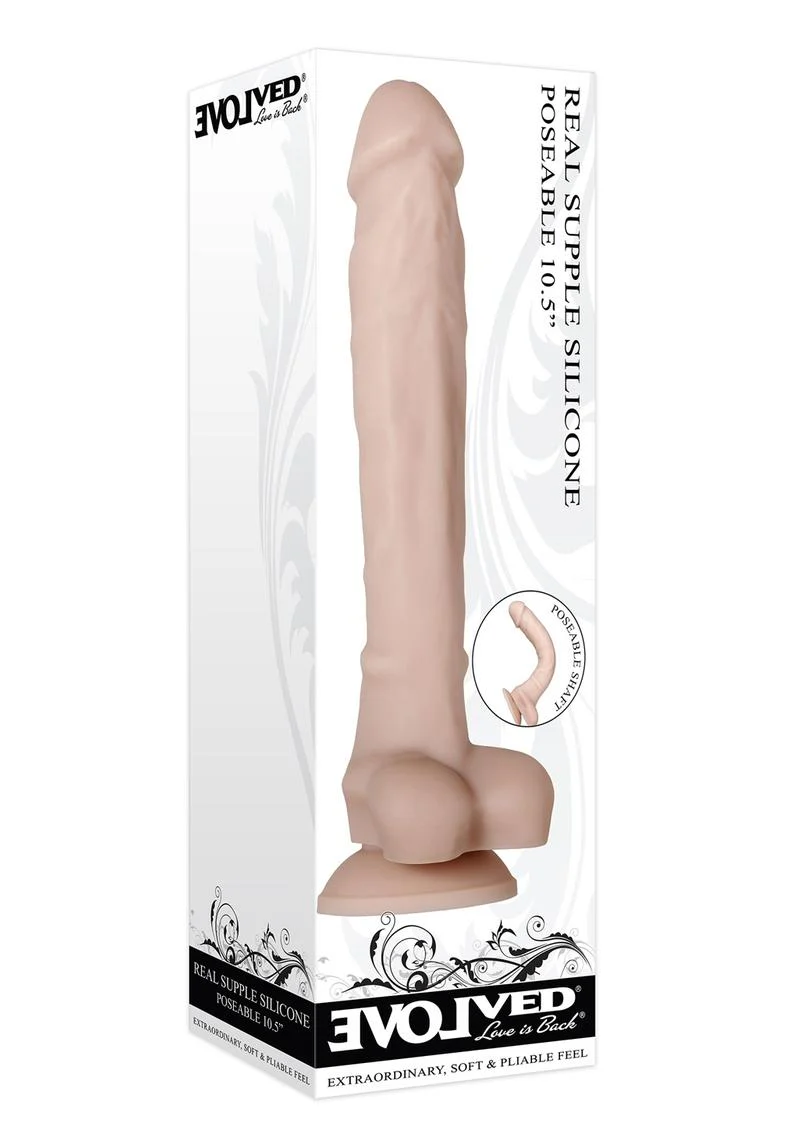 Real Supple Poseable Silicone Dildo with Balls - Image 2