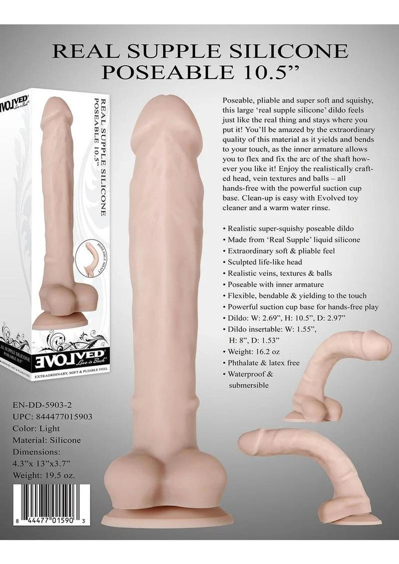 Real Supple Poseable Silicone Dildo with Balls - Image 4