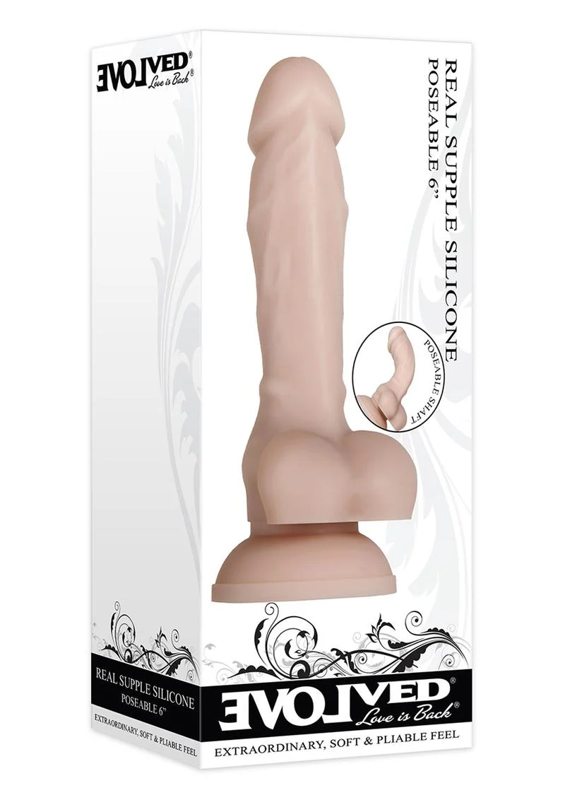 Real Supple Poseable Silicone Dildo with Balls - Image 6
