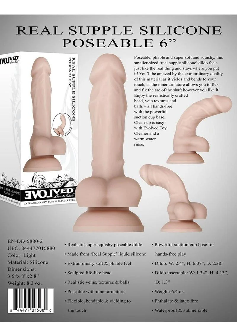 Real Supple Poseable Silicone Dildo with Balls - Image 8