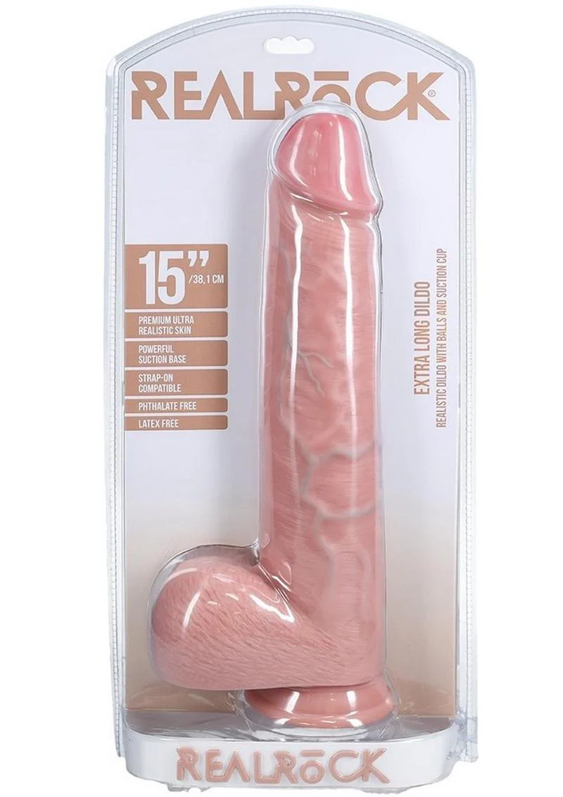 Realrock Ultra Realistic Skin Extra Large Straight Dildo with Balls and Suction Cup - Image 2