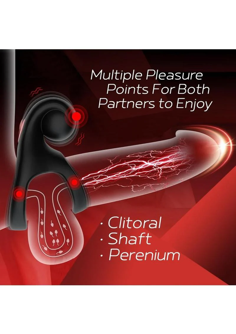 Red Dot Silicone Rechargeable Vibrating Cock Ring with Controller V2 - Image 3