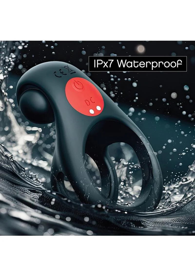Red Dot Silicone Rechargeable Vibrating Cock Ring with Controller V2 - Image 4