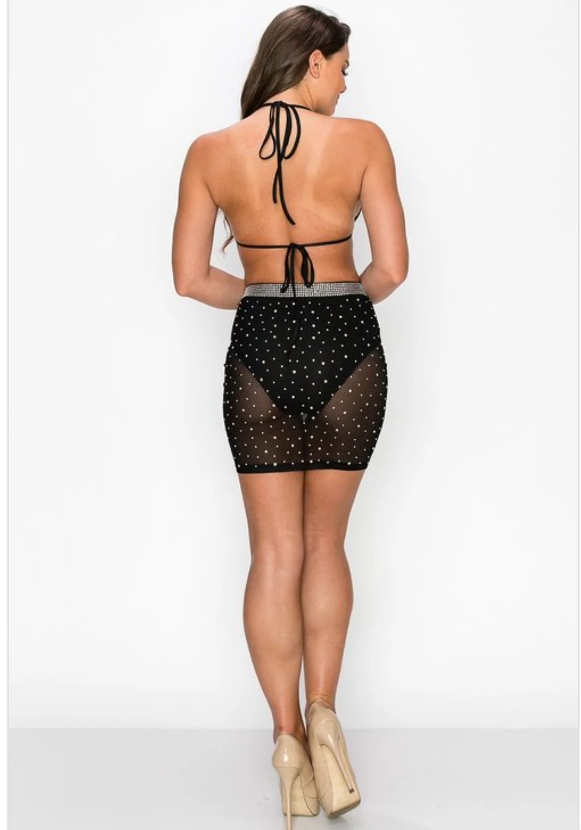 Rhinestone Mini Skirt Set - Image 3