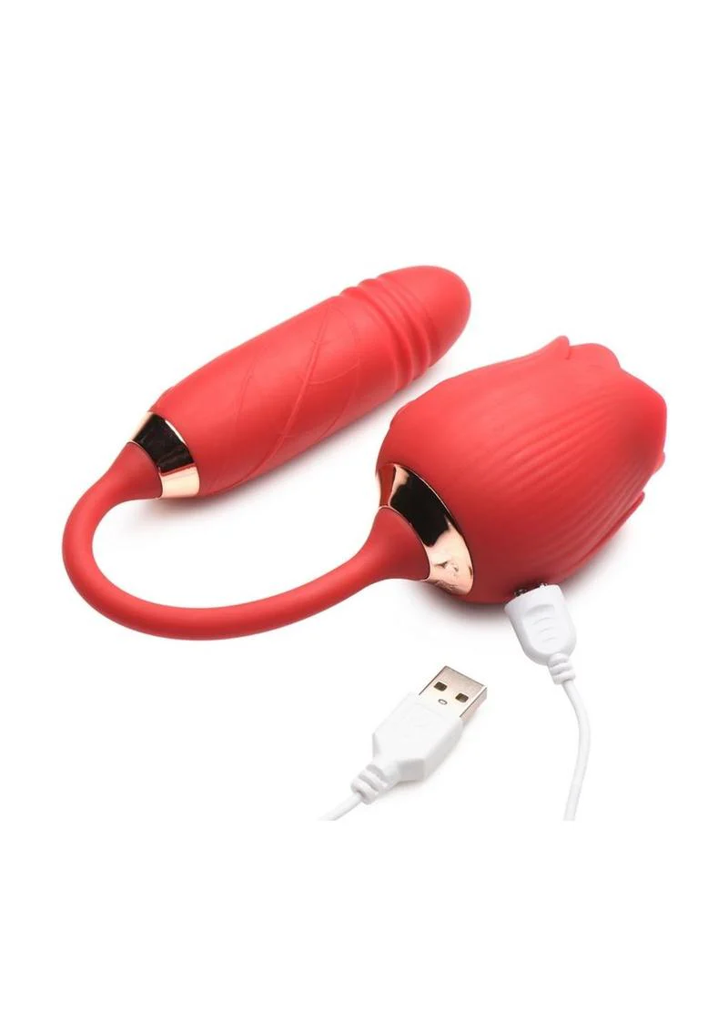 Rose Clit Stimulator & Vibrating Egg - Red - Image 4