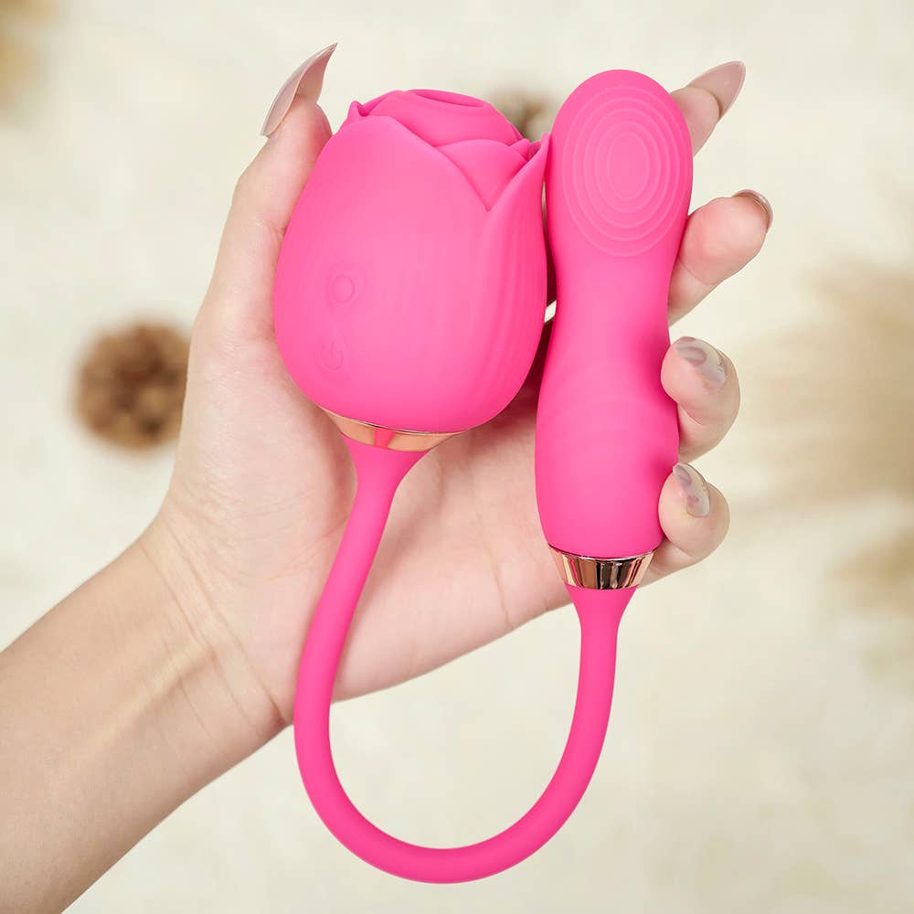 Rose Sucking Stimulator with egg Vibrator-Rose red - Image 10