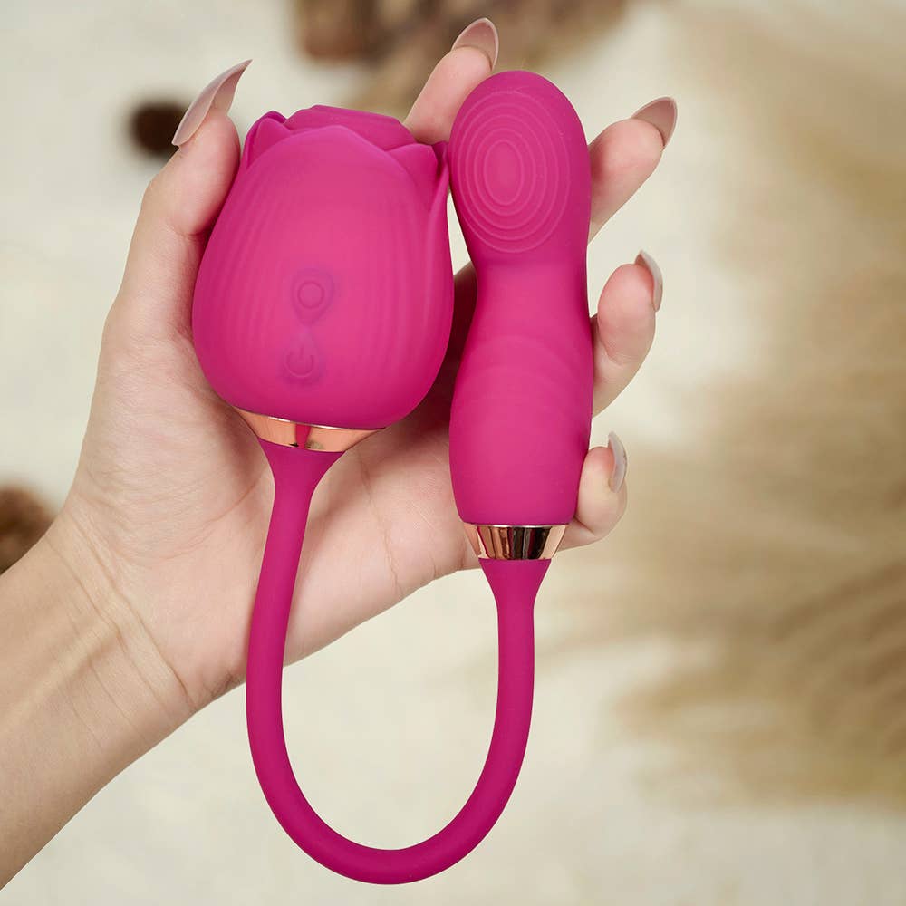 Rose Sucking Stimulator with egg Vibrator-Rose red - Image 11