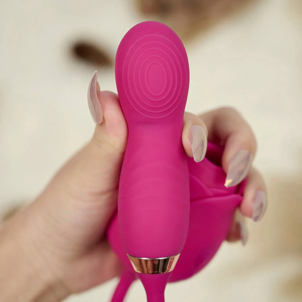 Rose Sucking Stimulator with egg Vibrator-Rose red - Image 5