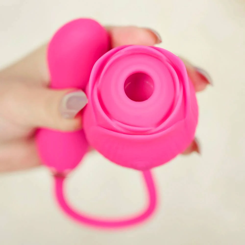 Rose Sucking Stimulator with egg Vibrator-Rose red - Image 6