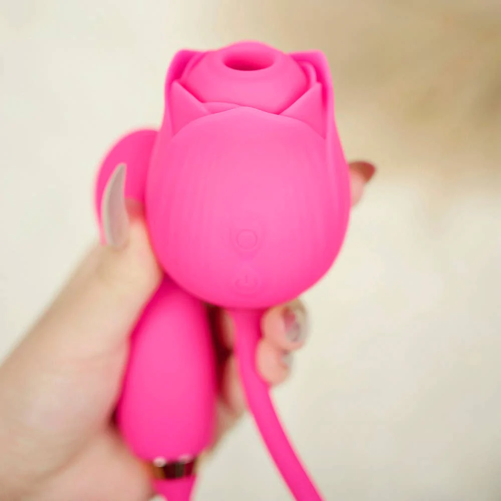 Rose Sucking Stimulator with egg Vibrator-Rose red - Image 7
