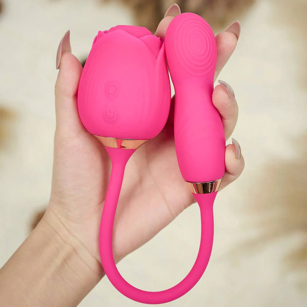 Rose Sucking Stimulator with egg Vibrator-Rose red - Image 9