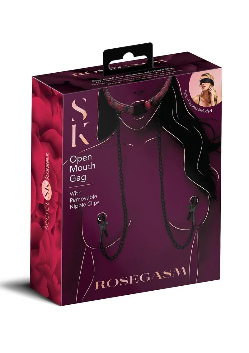 Rosegasm Open Mouth Gag W/ Nipple Clips - Image 2
