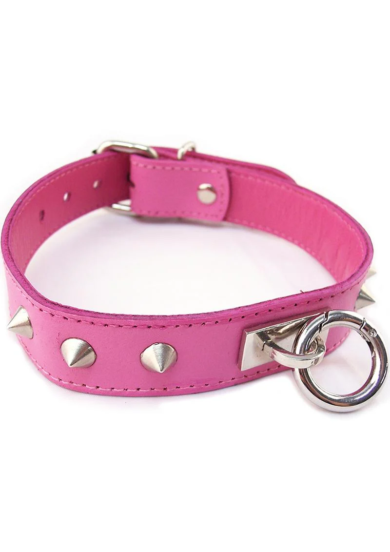 Rouge O Ring Studded Adjustable Leather Collar - Image 6